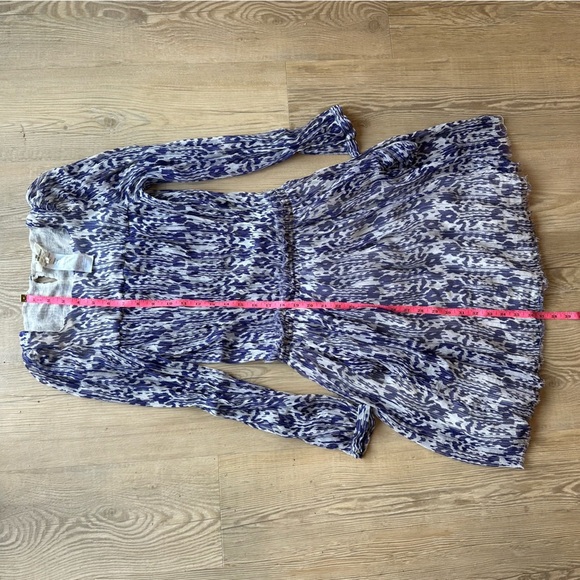 Etoile Isabel Marant sz 1 small Blue Patterned Womens Dress 100% silk boho flowy - Picture 5 of 9